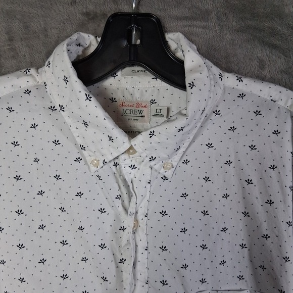 J Crew Classic Button Down Long Sleeve Shirt Mens Size LT White Floral Print - Picture 2 of 8